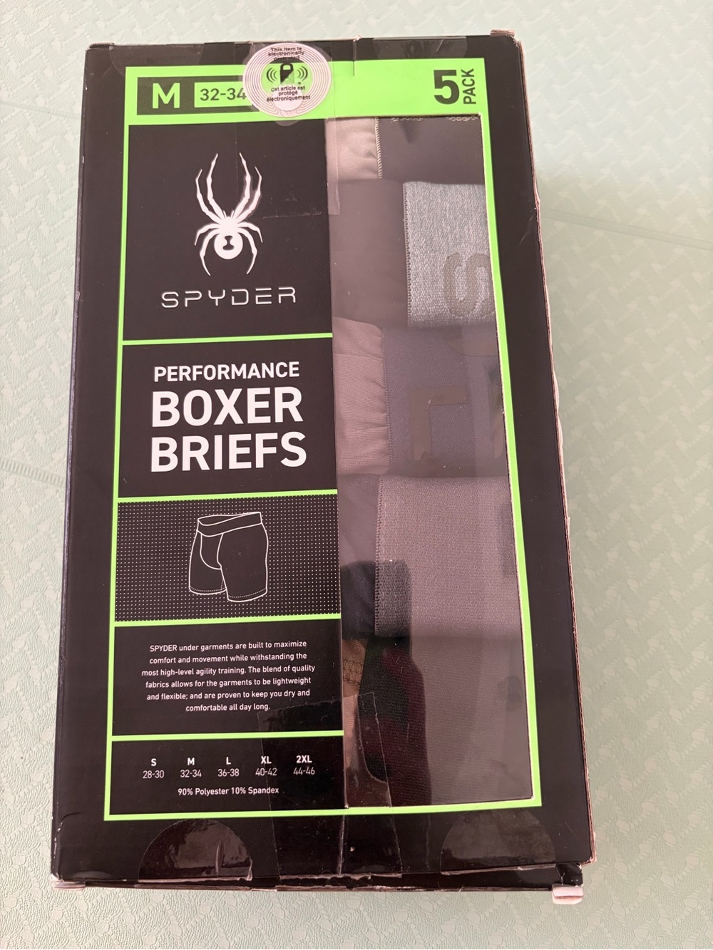 [$45] 5 pack Spyder Men's Boxer Briefs - Gray, Black, Tan, Blue, Cream